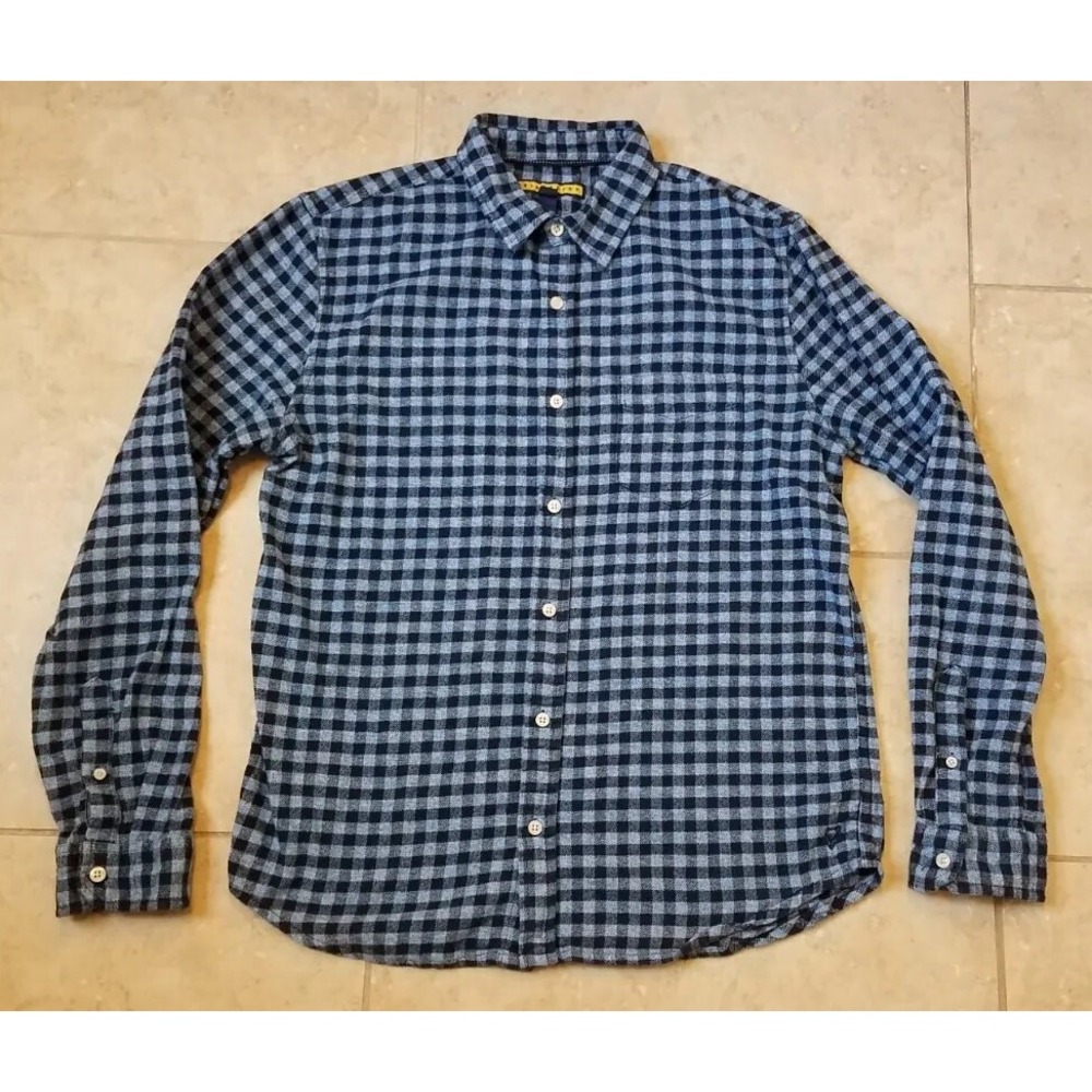 Prince & Fox Flannel LS Shirt Blue Plaid‎ Cotton Men Size Large